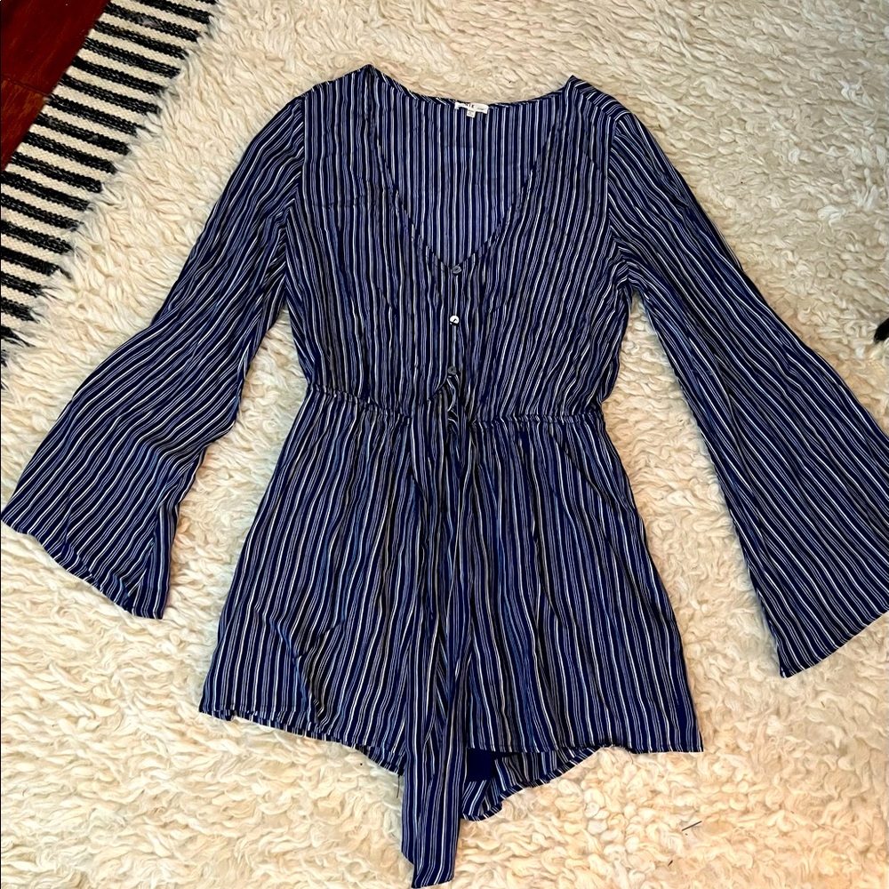 Blue Striped Romper- boutique